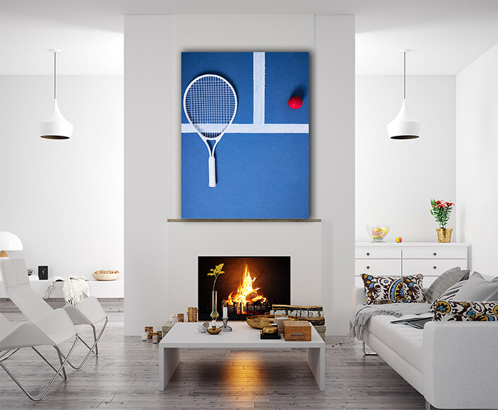 WEB003 0051 MP 0029 47582276 just go out there and do what you have to do a tennis ball and racket on a blue AOAY5723