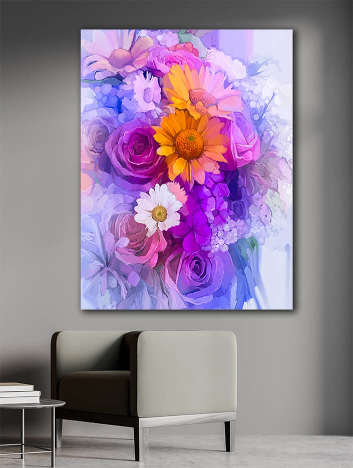 WEB005 0039 MP 0034 22740300 oil painting still life of yellow red and pink color flower AOAY7031