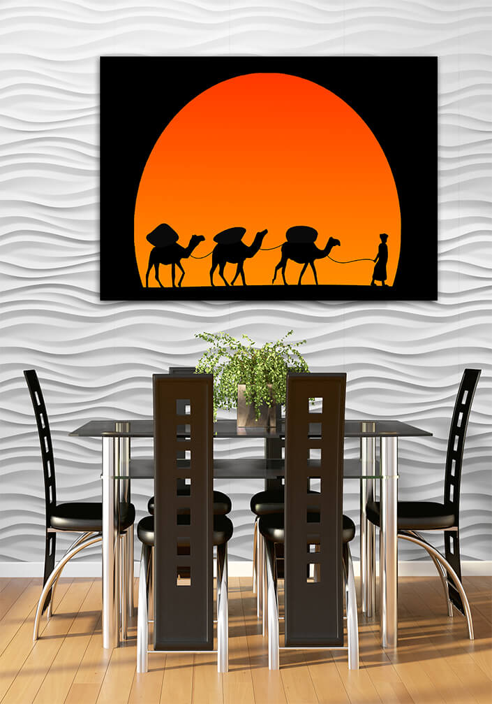 WEB006_0008_ML_0004_32220612_camel caravan silhouette against sunset on the desert AOAY7072