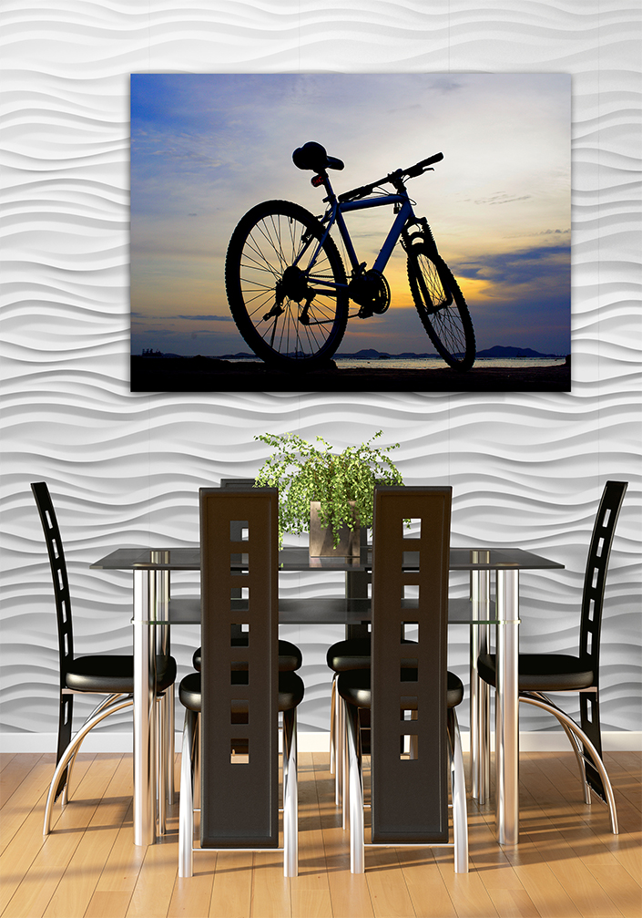 WEB006 0027 ML 0020 14253418 silhouette of mountain bike with sunset sky and island AOAY7084