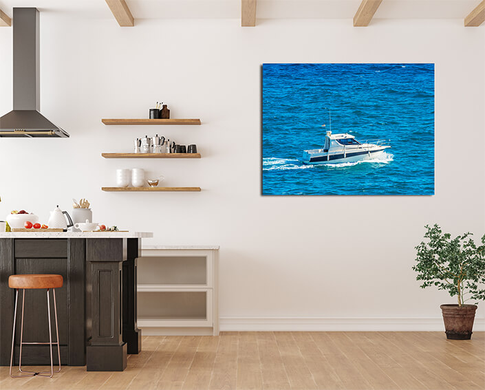 WEB001 0025 MP 0045 30446838 motorboat sailing on the sea quiet cruise on the blue water AOAY7760