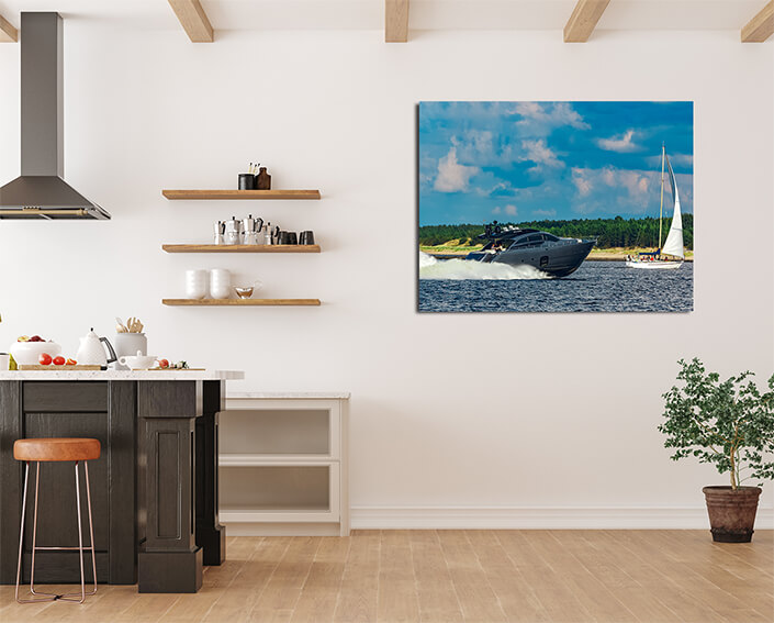 WEB001 0049 MP 0021 35142096 A grey motor yacht in move AOAY6310