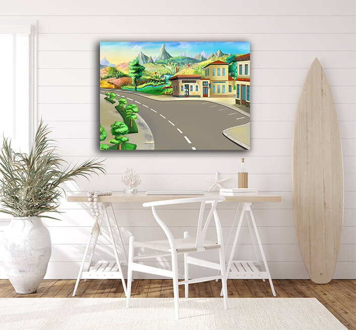 WEB002 0010 ML 0010 48805614 country highway parking illustration AOAY5982