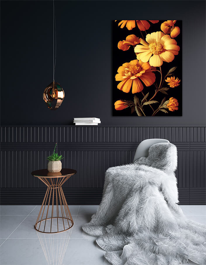 WEB002 0011 ML 0017 49132770 artistic illustration of the yellow and orange marigold flower AOAY8224