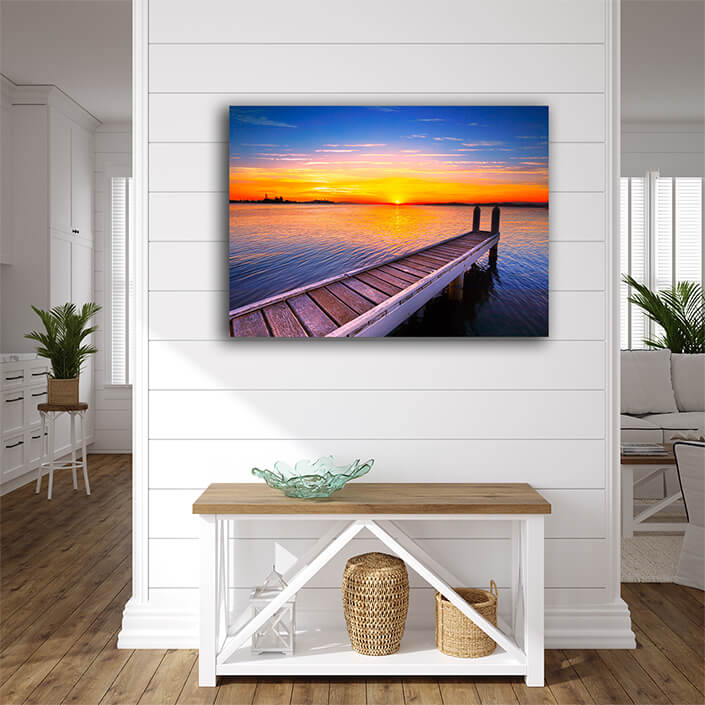 WEB002 0011 MP 0017 11602062 setting sun behind the boat jetty lake maquarie AOAY7323