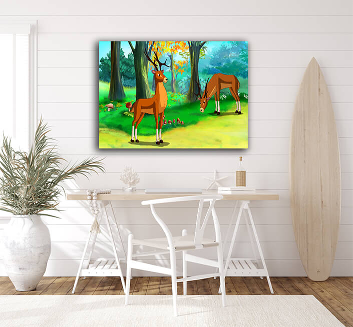 WEB002 0023 ML 0032 47489320 deer in a forest illustration AOAY5939