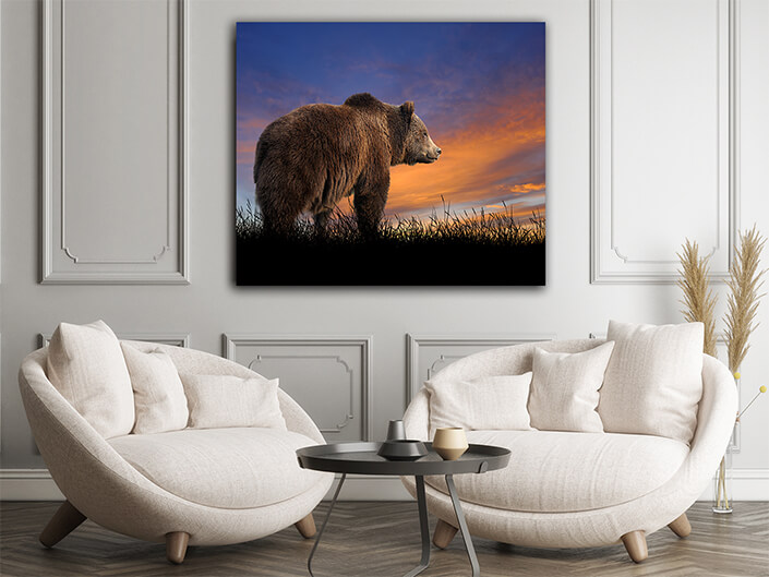 WEB002 0025 ML 0007 22639496 bear on the background of sunset sky AOAY5561