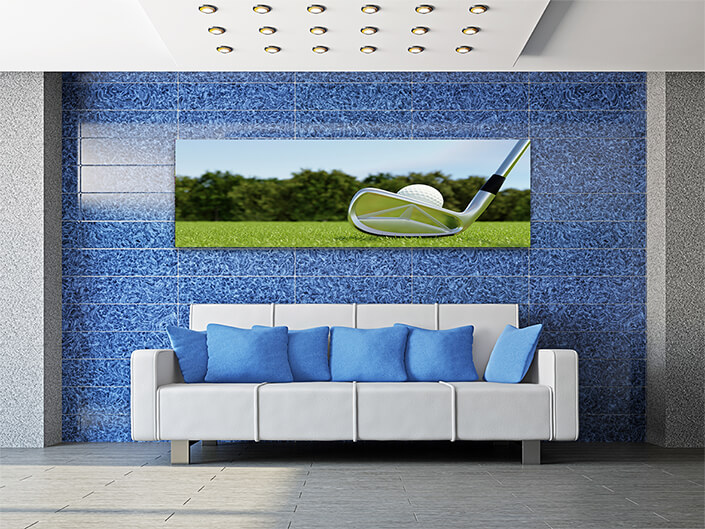 WEB002 0026 ML 0004 48167082 golf ball on tee and golf club with fairway green AOAY6169