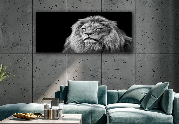 WEB002 0029 ML 0004 art 0010 9799376 B&W lion portrait on black ART AOAY8144