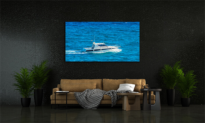 WEB002 0050 MP 0045 30446838 motorboat sailing on the sea quiet cruise on the blue water AOAY7760