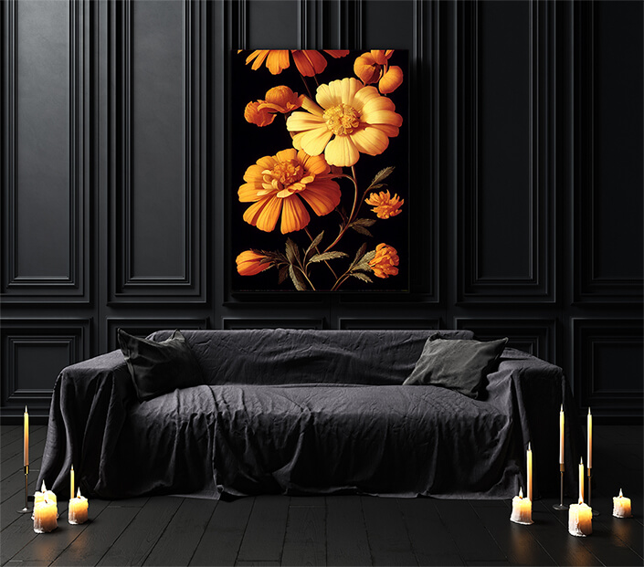 WEB003 0003 ML 0017 49132770 artistic illustration of the yellow and orange marigold flower AOAY8224
