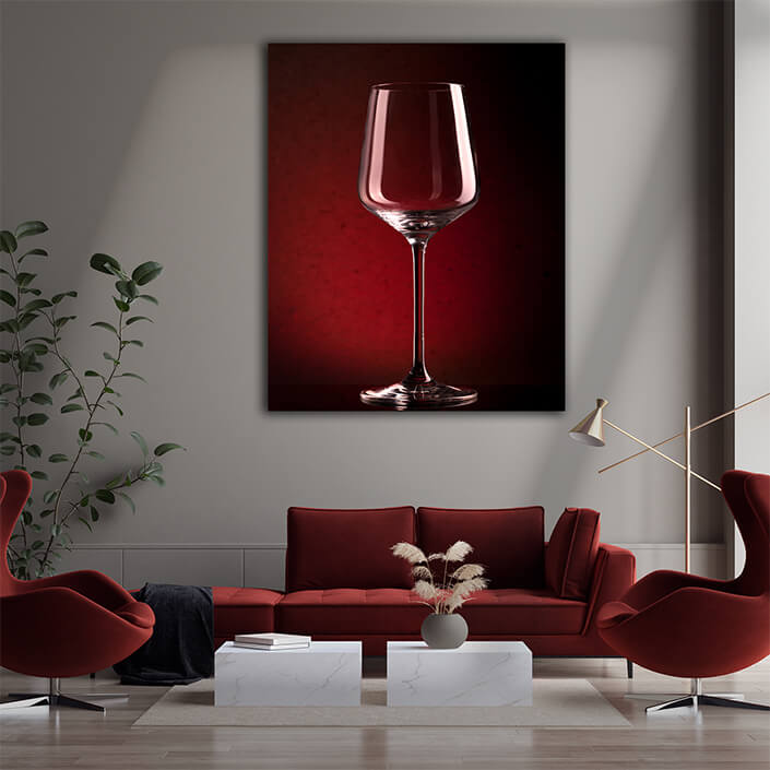 WEB003 0008 MP 0011 8099688 empty wineglass on red background AOAY7171