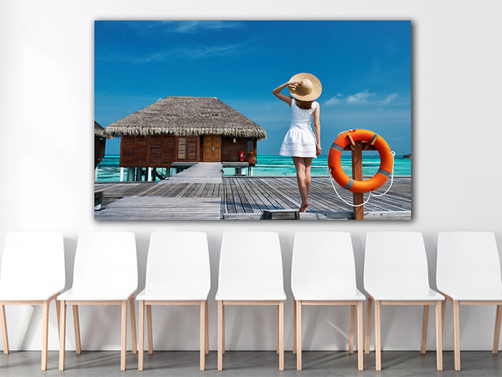 WEB003 0008 MP 0016 13621896 woman on a beach jetty at maldives AOAY6707