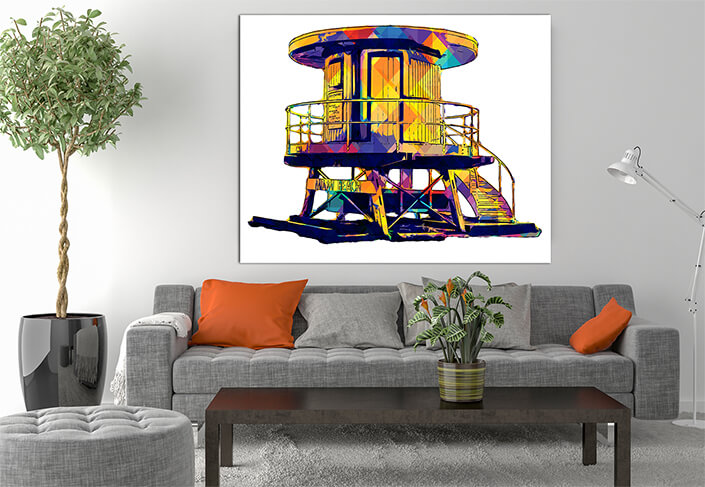 WEB003 0008 MS 0024 45053856 pop art illustration of lifeguard hut in miami beach florida usa AOAY7112