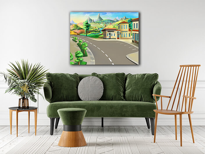 WEB003 0010 ML 0010 48805614 country highway parking illustration AOAY5982