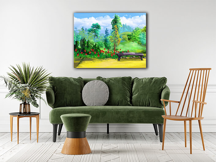 WEB003 0011 ML 0009 48805616 bench in the park illustration AOAY5983