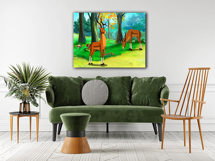WEB003 0023 ML 0032 47489320 deer in a forest illustration AOAY5939