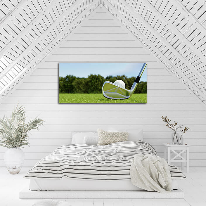 WEB003 0032 ML 0004 48167082 golf ball on tee and golf club with fairway green AOAY6169