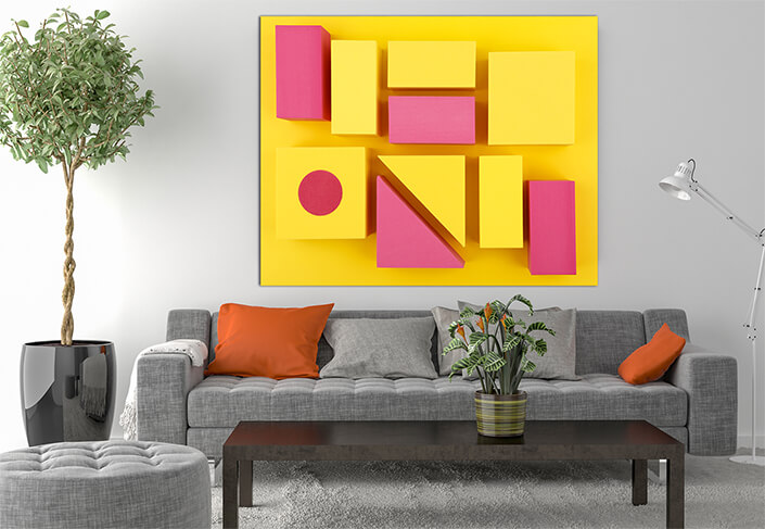 WEB003 0060 MS 0034 37007480 abstract yellow and pink geometric figures on yellow background AOAY5652