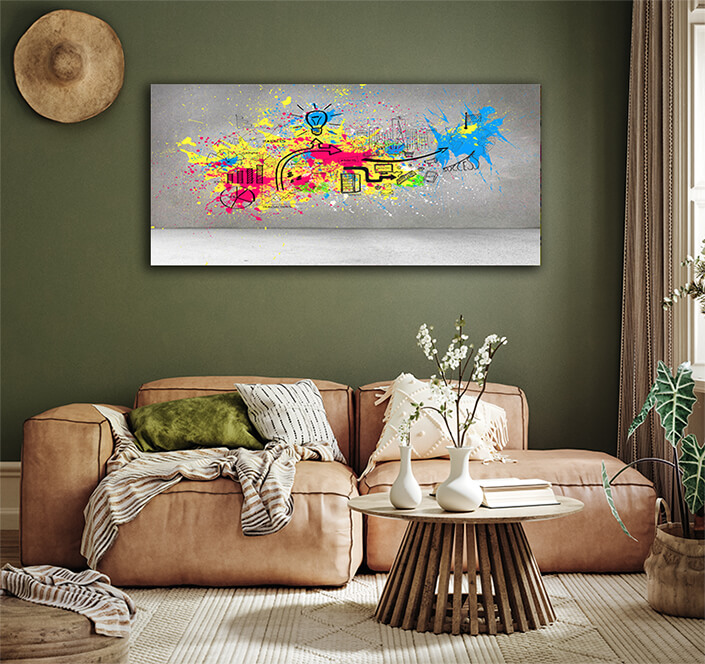 WEB004 0010 ML 0004 MP 0033 10416678 nice colorful splashes on grey wall with graphics AOAY5606