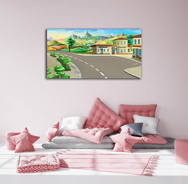 WEB004 0010 ML 0010 48805614 country highway parking illustration AOAY5982