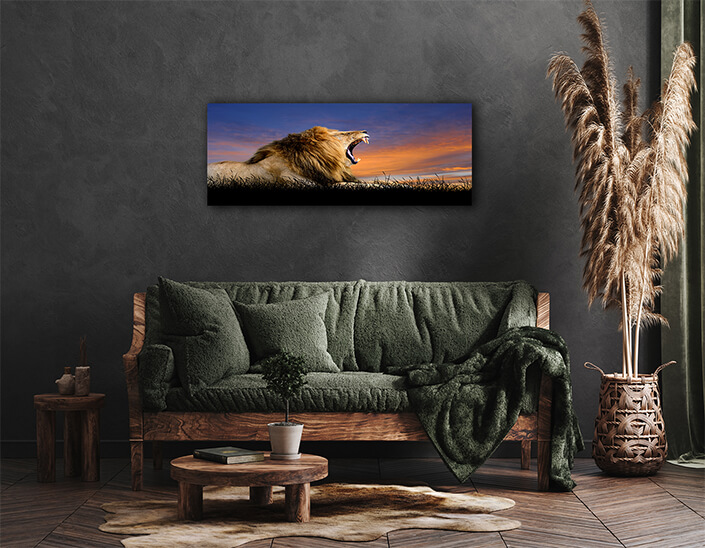 WEB004 0018 ML 0014 22639482 The lion on the background of sunset sky AOAY5556