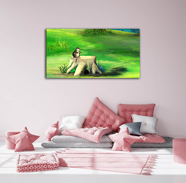 WEB004 0019 ML 0036 47489198 vole mouse on a stump in a field AOAY5935