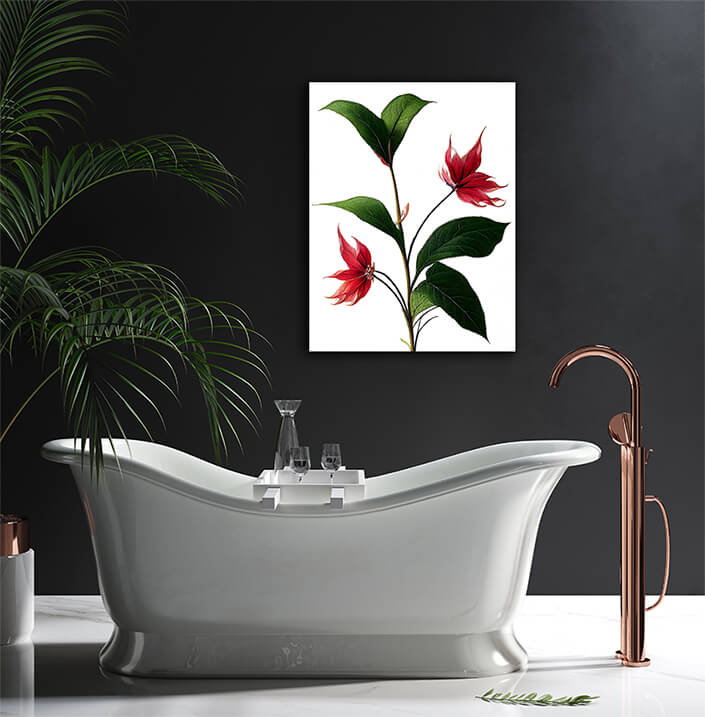 WEB004 0021 ML 0013 49132794 poinsettia flowers red petals green leaves on white artistic illustration AOAY8228