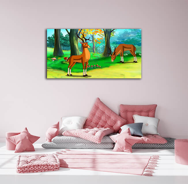 WEB004 0023 ML 0032 47489320 deer in a forest illustration AOAY5939