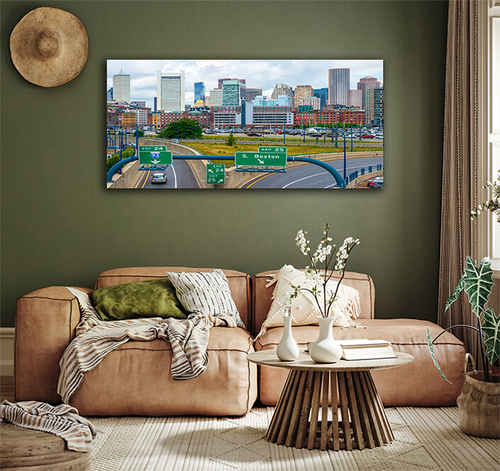 WEB004 0027 ML 0024 MP 0013 32326680 USA Boston skyline in summer day view of downtown and highway AOAY5418