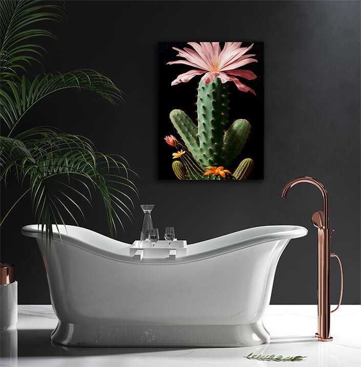 WEB004 0028 ML 0006 49139418 an artistic illustration of a pink cactus flower and its prickly stem AOAY8235