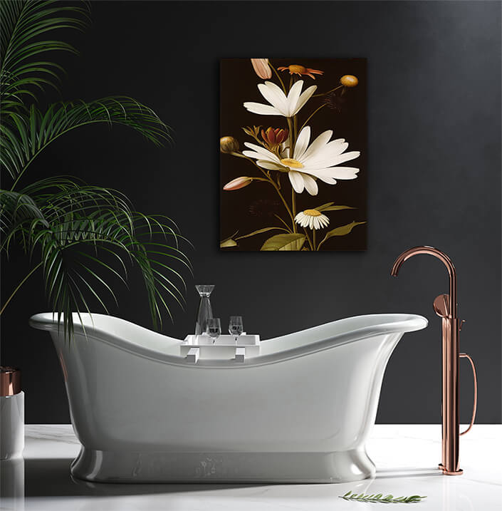 WEB004 0046 ML 0046 49132474 white daisy flowers illustration on black background AOAY8193