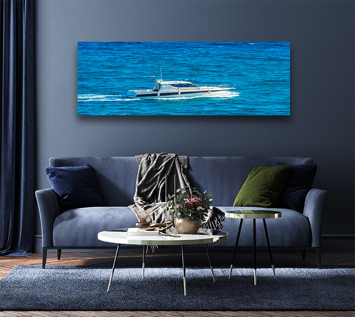 WEB004 0052 MP 0045 30446838 motorboat sailing on the sea quiet cruise on the blue water AOAY7760