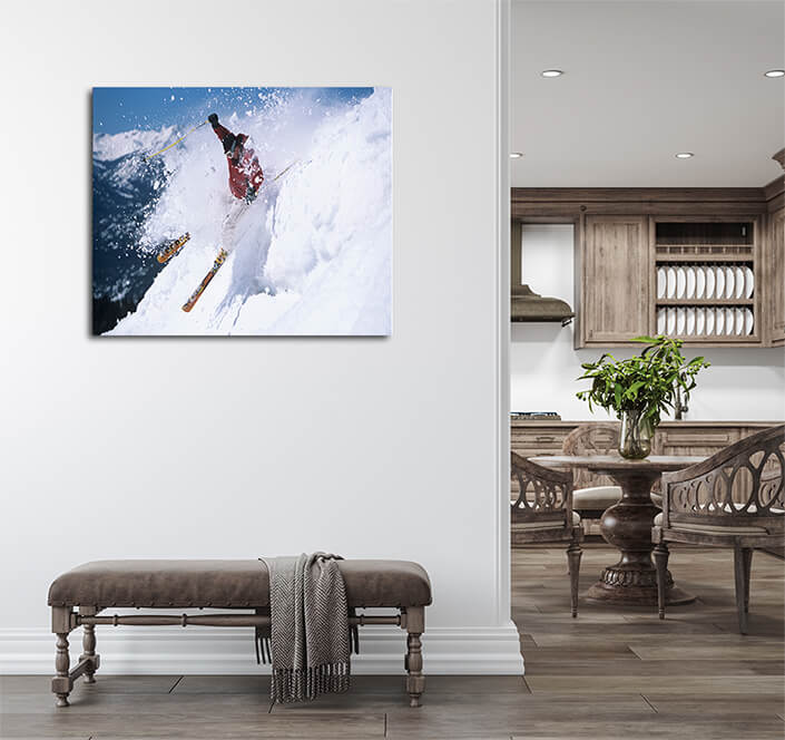 WEB004 0088 ML 0074 10003124 skier skiing through powdery snow on ski slope AOAY6266