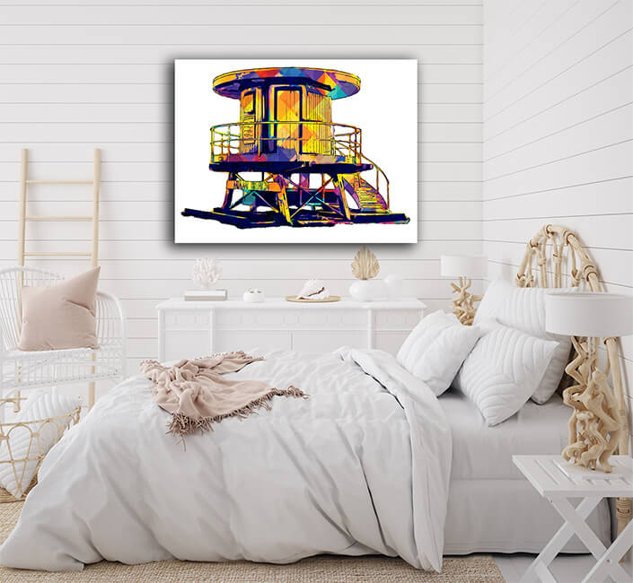 WEB005 0003 MS 0024 45053856 pop art illustration of lifeguard hut in miami beach florida usa AOAY7112
