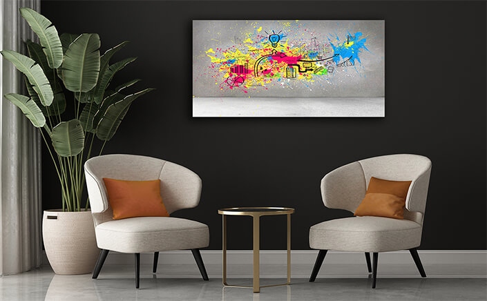 WEB005 0010 ML 0004 MP 0033 10416678 nice colorful splashes on grey wall with graphics AOAY5606
