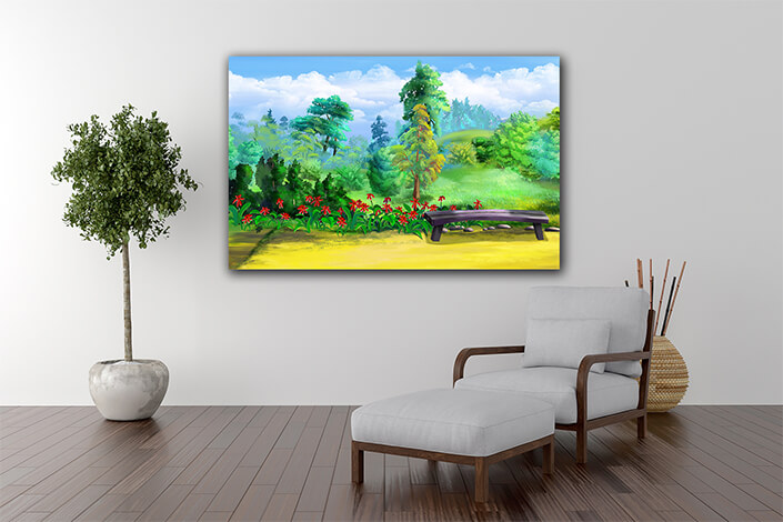 WEB005 0011 ML 0009 48805616 bench in the park illustration AOAY5983