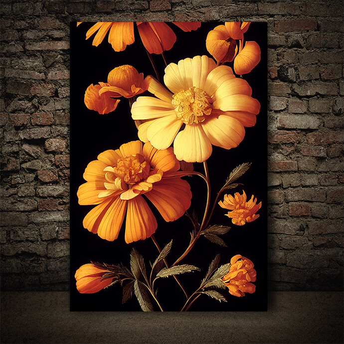 WEB005 0018 ML 0017 49132770 artistic illustration of the yellow and orange marigold flower AOAY8224