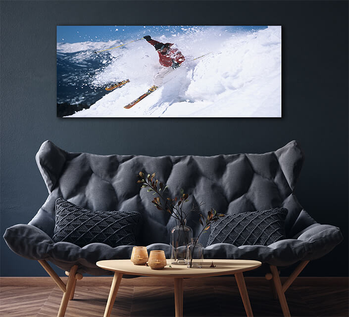 WEB005 0093 ML 0074 10003124 skier skiing through powdery snow on ski slope AOAY6266