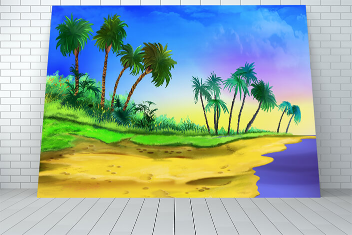 WEB006 0006 ML 0014 48362990 palm tree grove on the beach illustration AOAY5973