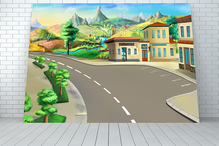WEB006 0010 ML 0010 48805614 country highway parking illustration AOAY5982