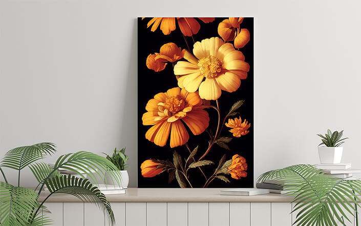 WEB006 0015 ML 0017 49132770 artistic illustration of the yellow and orange marigold flower AOAY8224