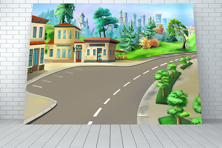 WEB006 0017 ML 0003 48842240 country highway parking illustration AOAY5994