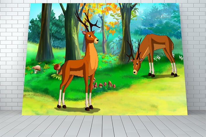 WEB006 0023 ML 0032 47489320 deer in a forest illustration AOAY5939