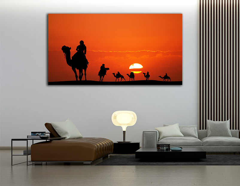 WEB006 0033 ML 0028 29889334 illustration of sunset camel ride AOAY4957