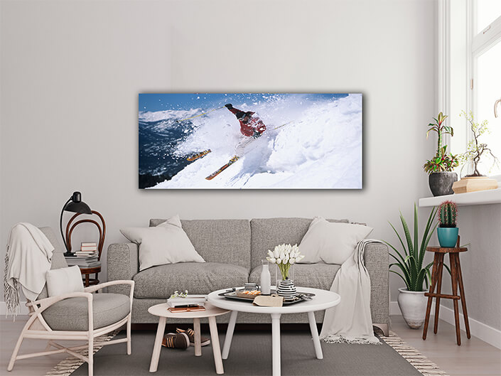 WEB006 0088 ML 0074 10003124 skier skiing through powdery snow on ski slope AOAY6266