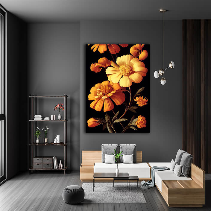 WEB007 0005 ML 0017 49132770 artistic illustration of the yellow and orange marigold flower AOAY8224