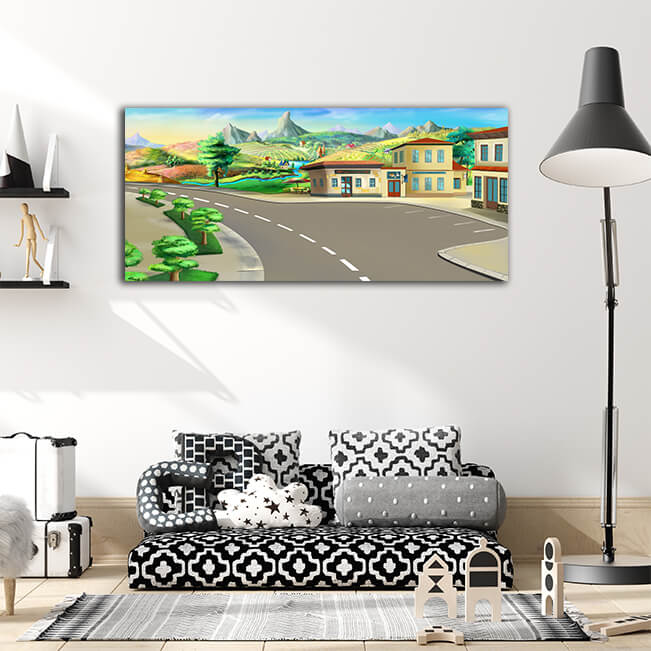 WEB007 0010 ML 0010 48805614 country highway parking illustration AOAY5982