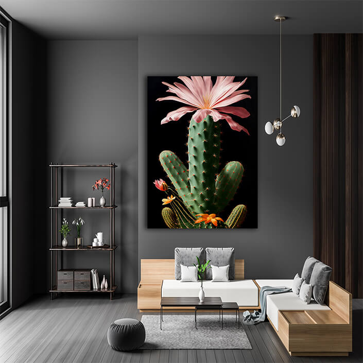 WEB007 0016 ML 0006 49139418 an artistic illustration of a pink cactus flower and its prickly stem AOAY8235