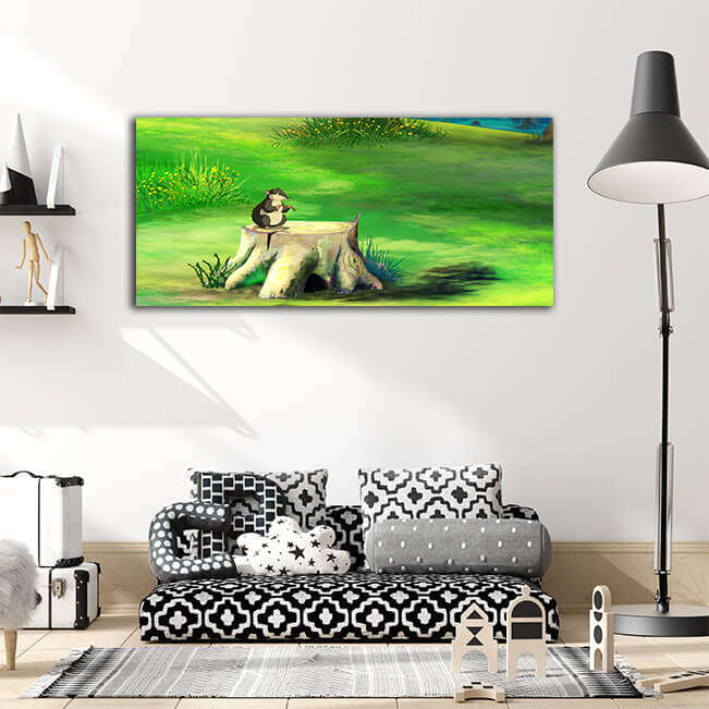 WEB007 0019 ML 0036 47489198 vole mouse on a stump in a field AOAY5935